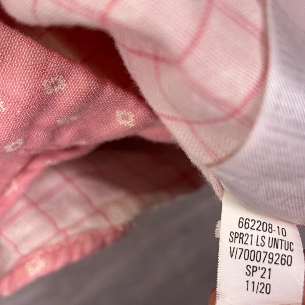 Banana Republic Mens Shirt Sz M Pink Geometric‎ Untucked Fit Cotton Button Down
